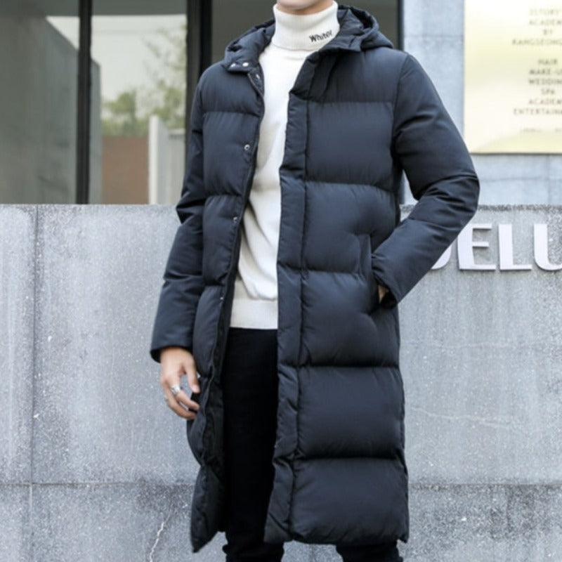Męska kurtka zimowa długa puchowa ze stójką
