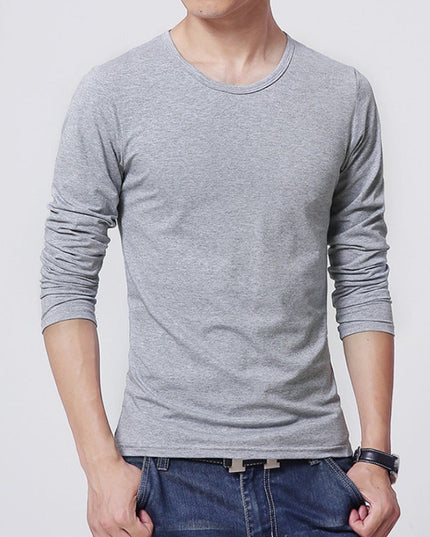 Męska koszulka z długim rękawem klasyczna z okrągłym dekoltem