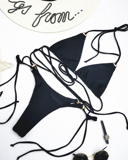 Damski dwuczęściowy strój kąpielowy bikini z wiązaniem w talii