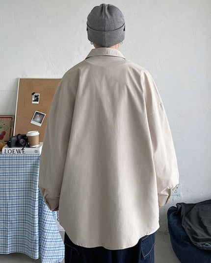 Męska koszula gładka o kroju oversize