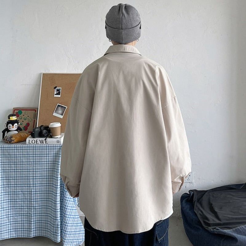 Męska koszula gładka o kroju oversize