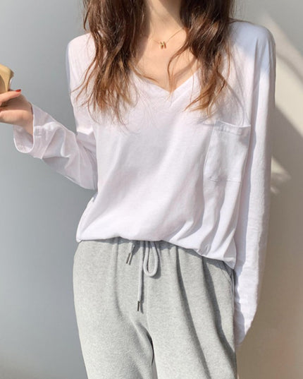 Damska koszulka z długim rękawem z kieszonką