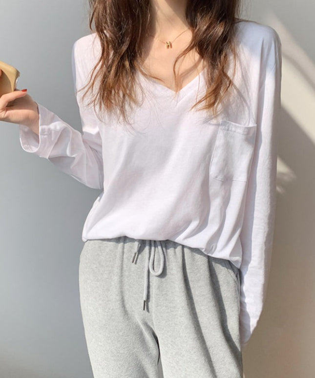 Damska koszulka z długim rękawem z kieszonką