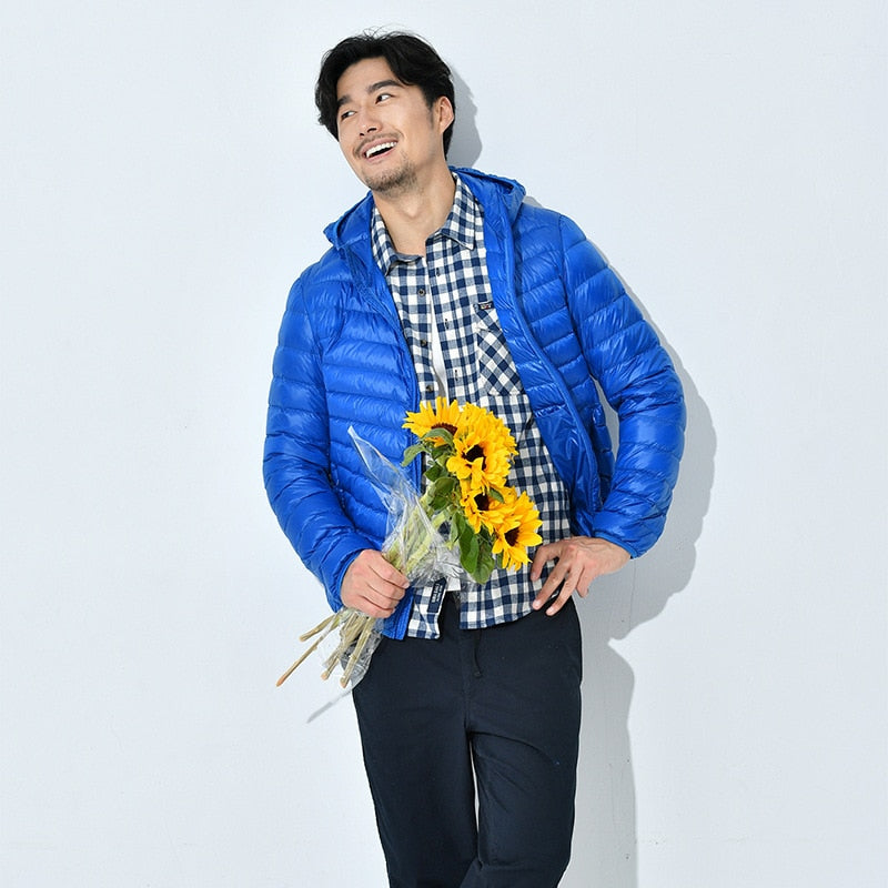 Męska kurtka zimowa pikowana z kapturem