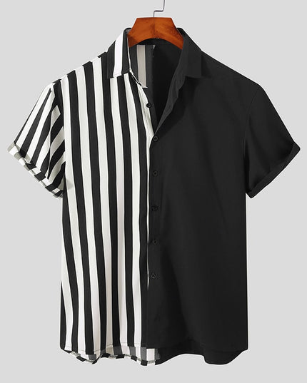 Męska koszula letnia dwukolorowa w paski