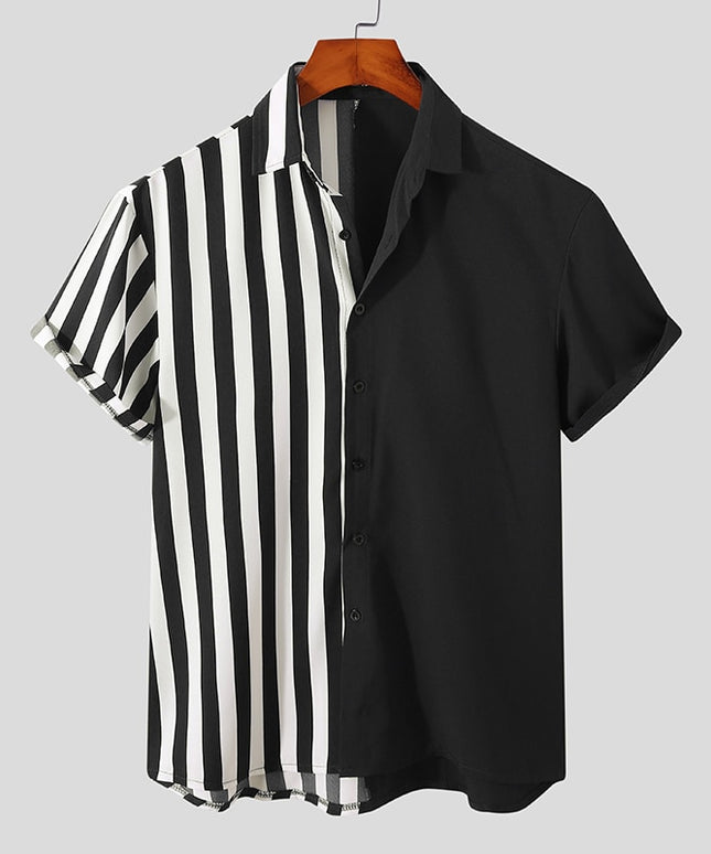 Męska koszula letnia dwukolorowa w paski