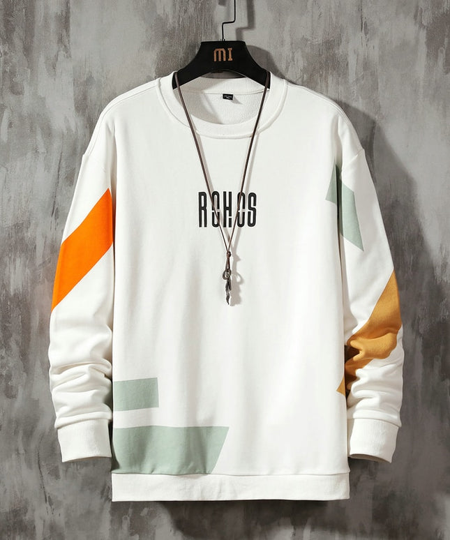 Męska bluza bez kaptura w kolorowe paski