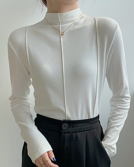 Damska koszulka z długim rękawem i golfem