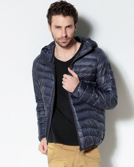 Męska kurtka zimowa pikowana z kapturem