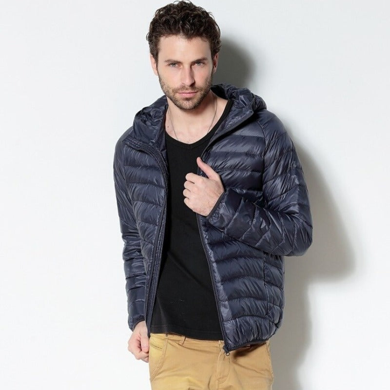 Męska kurtka zimowa pikowana z kapturem