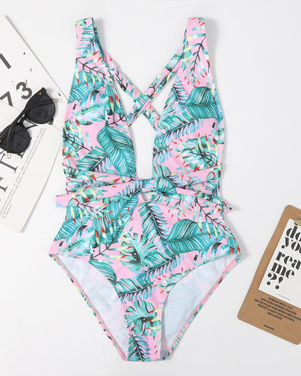 Jednoczęściowy strój kąpielowy monokini z paskiem w talii