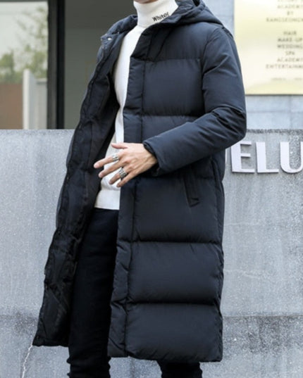 Męska kurtka zimowa długa puchowa ze stójką