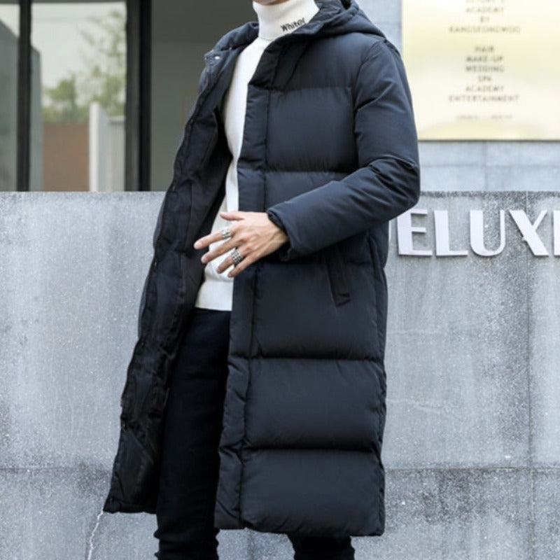 Męska kurtka zimowa długa puchowa ze stójką