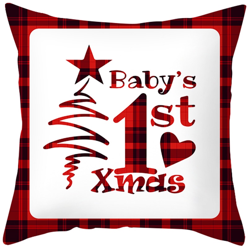 Świąteczna poszewka na poduszkę z napisem 1st Xmas