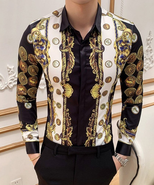 Męska koszula dopasowana w orientalne wzory