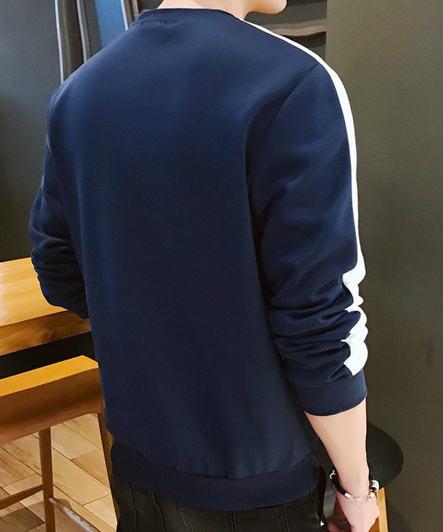 Męska bluza bez kaptura z paskiem na rekawach