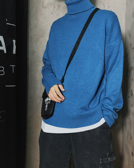 Męski sweter typu golf o luźnym fasonie