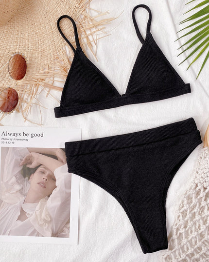 Damski dwuczęściowy strój kąpielowy bikini z wysokim stanem