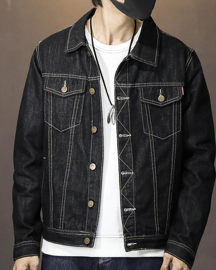 Męska kurtka jeansowa z kontrastowymi przeszyciami