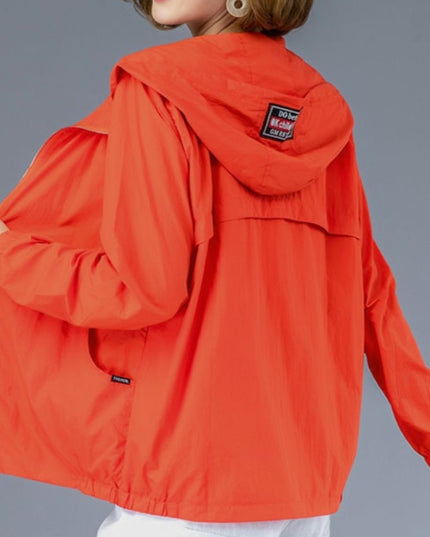 Damska kurtka przejściowa przeciwdeszczowa cienka z kapturem