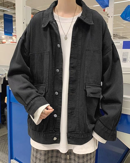 Męska kurtka jeansowa oversize z dużymi kieszeniami