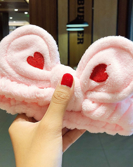 Opaska do włosów z kokardą z sercami