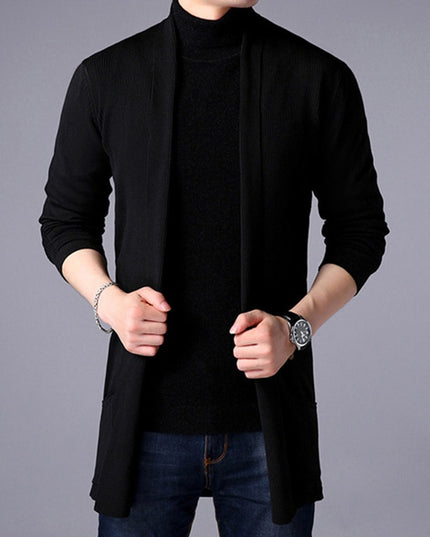 Męski sweter typu kardigan z kieszeniami