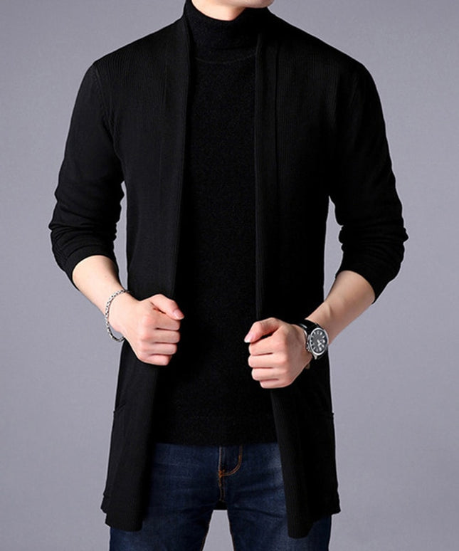 Męski sweter typu kardigan z kieszeniami