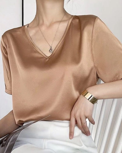 Damski T-shirt z satynowej tkaniny