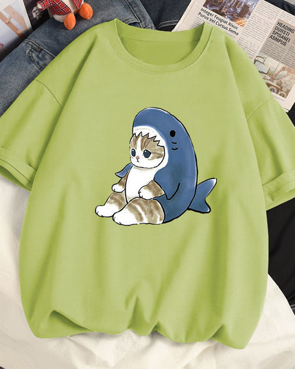 Damski T-shirt z motywem kotka