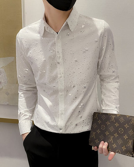 Męska koszula dopasowana w gwieździsty wzór