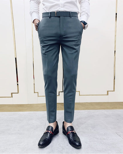 Męskie spodnie eleganckie chinosy z ozdobnym paskiem