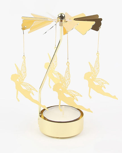 Świąteczny złoty świecznik z wiatraczkiem i wróżkami