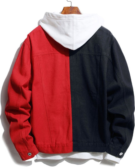 Męska kurtka jeansowa dwukolorowa o prostym kroju