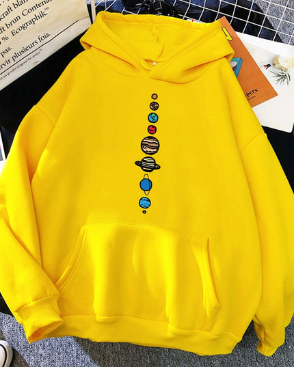 Męska bluza z kapturem z nadrukiem układu słonecznego