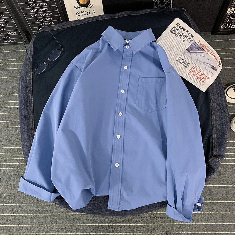 Męska koszula gładka o kroju oversize