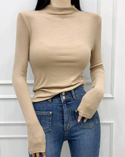 Damska koszulka z długim rękawem i golfem