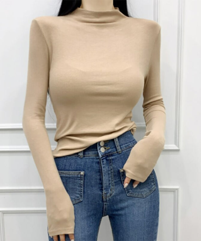 Damska koszulka z długim rękawem i golfem