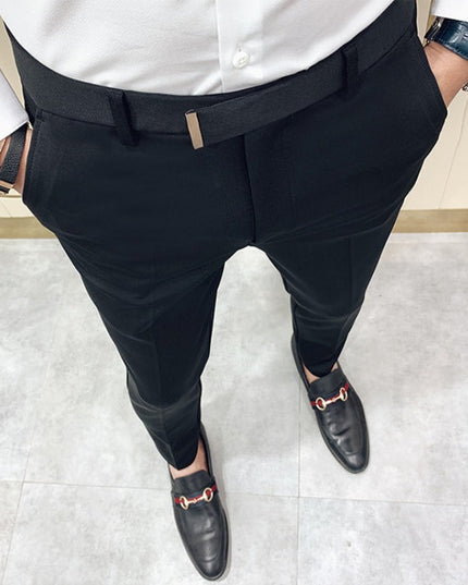 Męskie spodnie eleganckie chinosy z ozdobnym paskiem