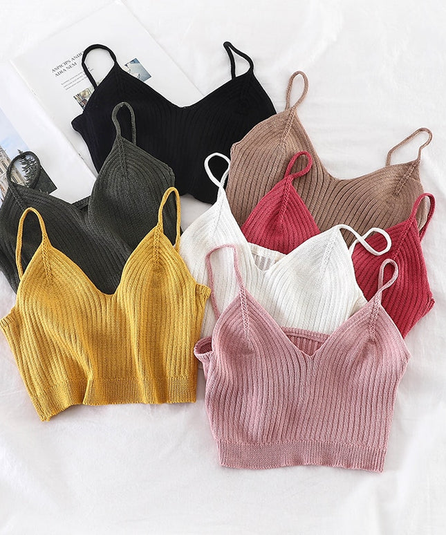 Damski crop top dzianinowy na ramiączkach