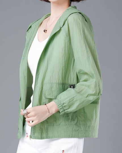 Damska kurtka przejściowa przeciwdeszczowa cienka z kapturem