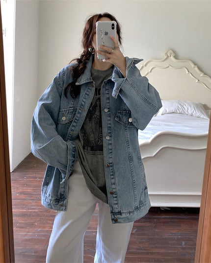 Damska kurtka jeansowa klasyczna oversize