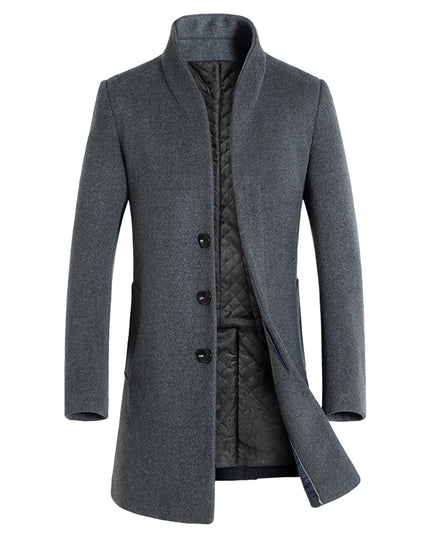 Męski płaszcz trzyrzędowy ze stójką