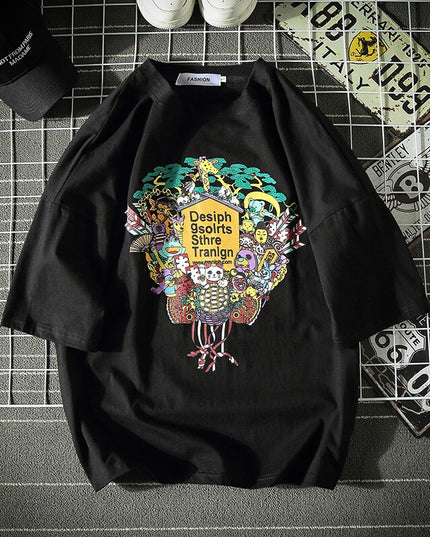 Męski t-shirt z kolorowym nadrukiem