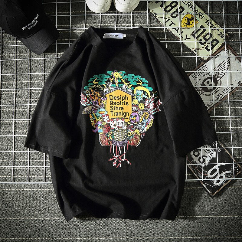 Męski t-shirt z kolorowym nadrukiem