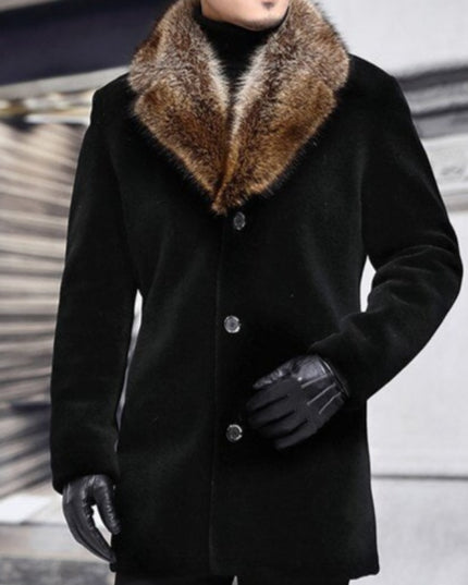 Męski płaszcz z futrem