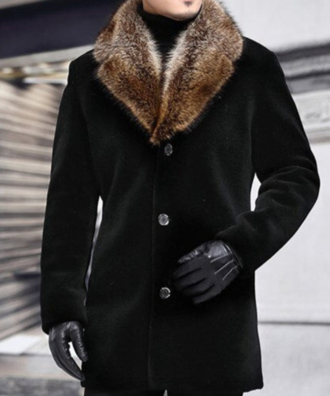 Męski płaszcz z futrem