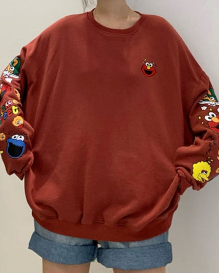 Damska bluza crewneck z nadrukami z ulicy sezamkowej