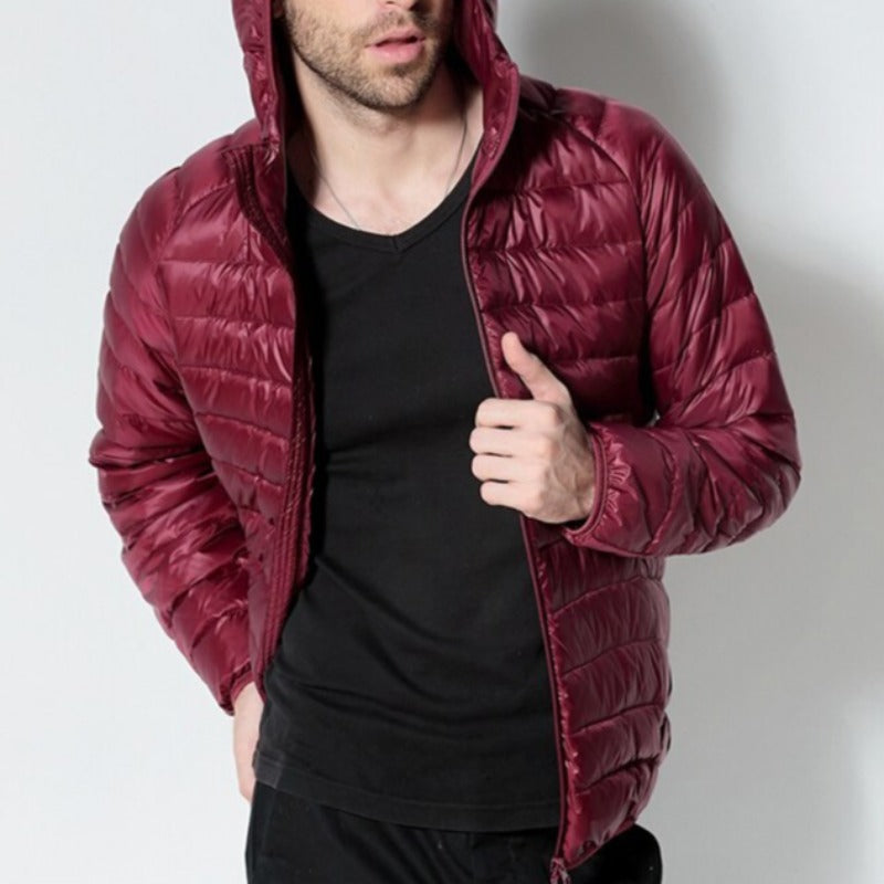 Męska kurtka zimowa pikowana z kapturem