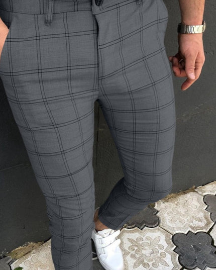 Męskie spodnie chinosy w kratkę